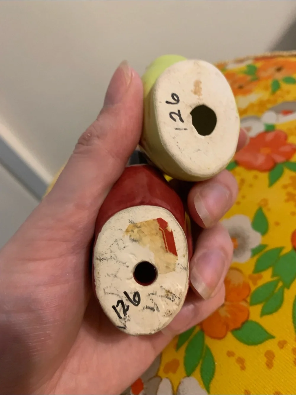 Vintage Ceramic Bird Salt & Pepper Shakers - Red/Black and Lime Green